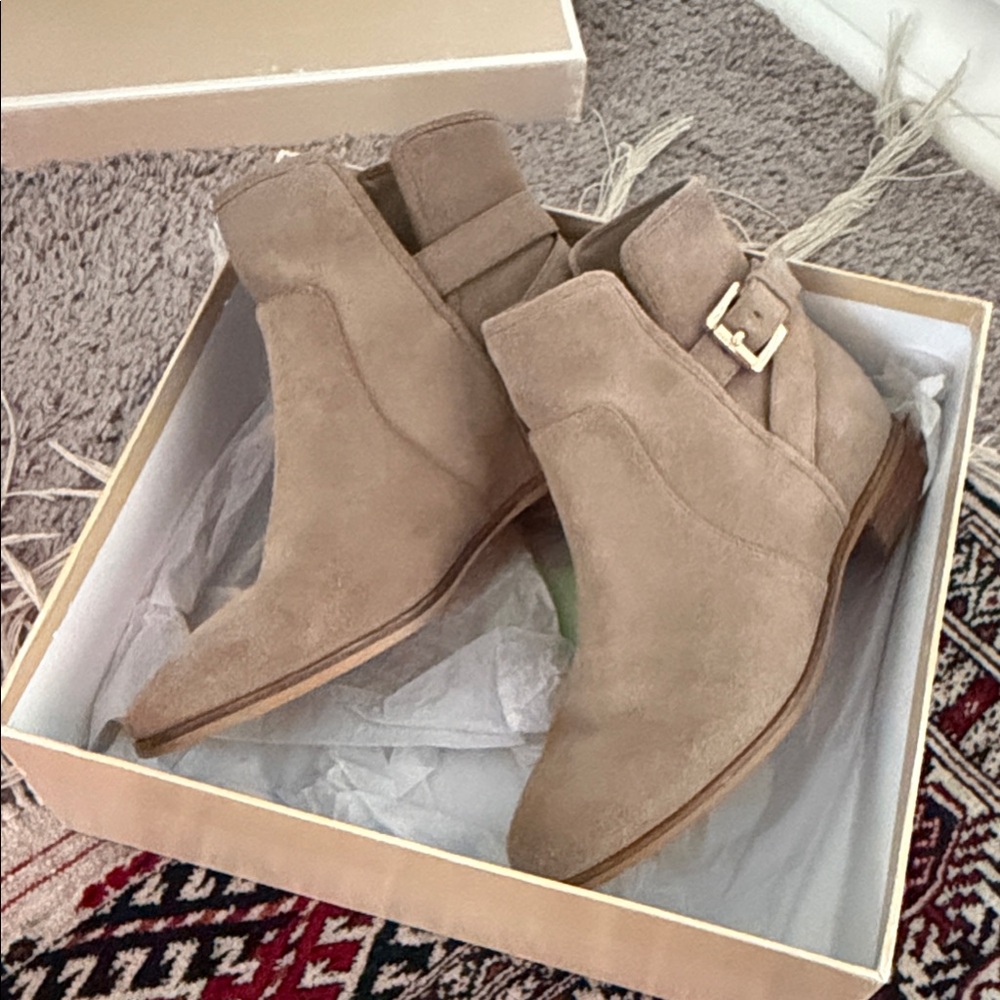 Michael Kors Beige Suede Ankle Booties